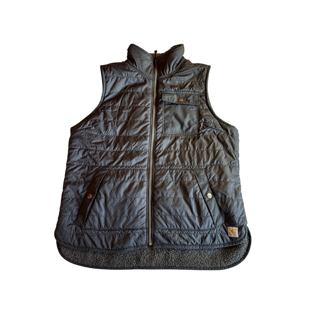 Carhartt Amoret Reversible Vest Womens XL Black Quilted Sherpa Fleece Lined